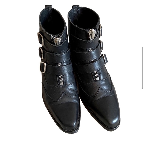 John Fluevog Jack Idol buckle women’s leather boots sz 7 gently used - Picture 6 of 14